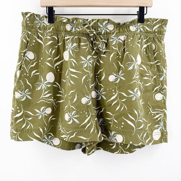 Calypso St. Barth Pants - Calypso St Barth Shorts Size Extra Large Olive Green Paperbag Pull On Pockets